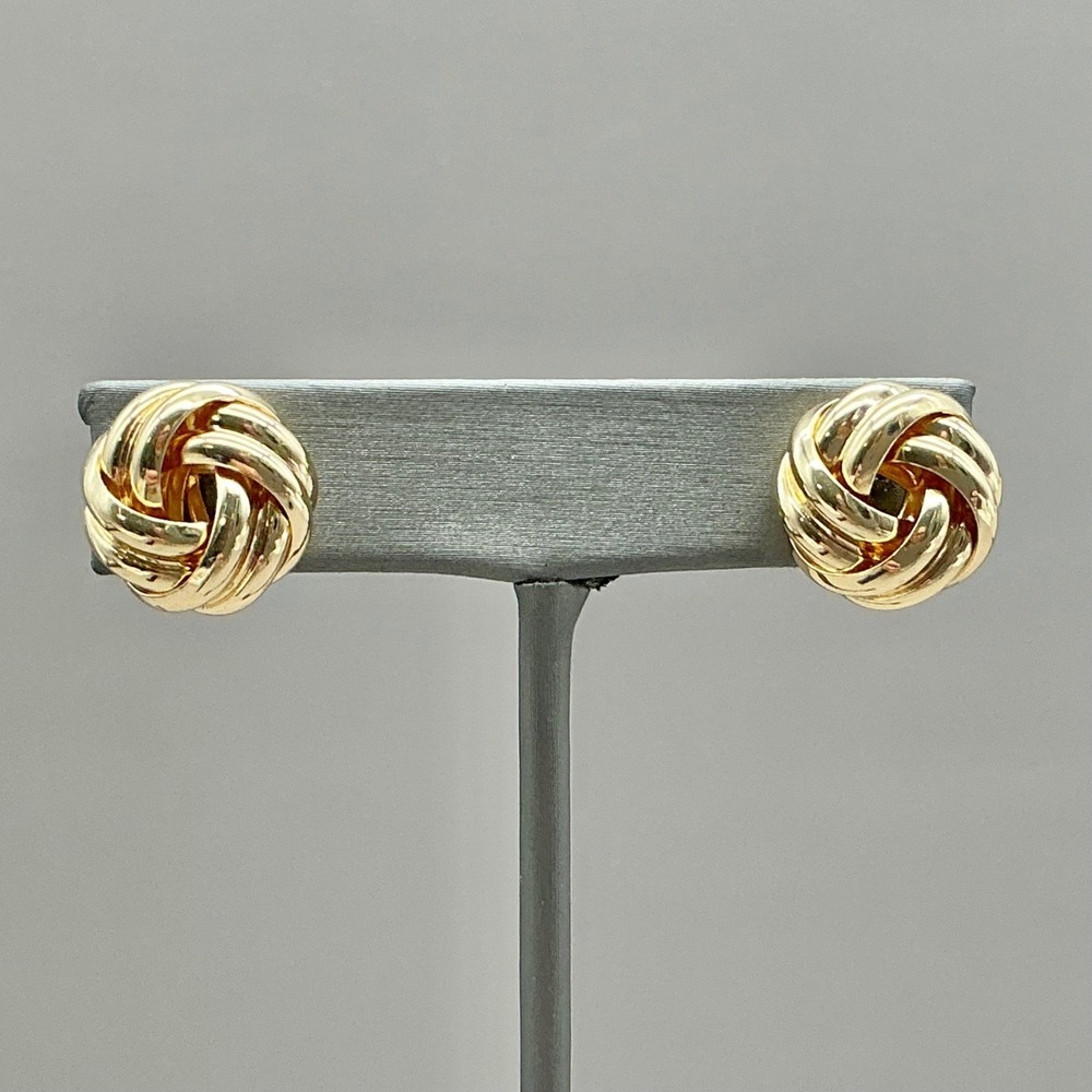 Earrings Womens Gold Tone Vintage Knot Clip On Textured Polished 0.75 Inch